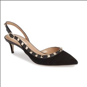 Valentino suede stud kitten heels pumps